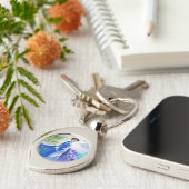 ブルードレスのレディ – 水色絵を描の キーホルダー (側面)