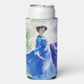 ブルードレスのレディ – 水色絵を描の スリム缶クーラー (Seltzer裏面)