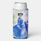 ブルードレスのレディ – 水色絵を描の スリム缶クーラー (Seltzer正面)