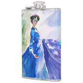 ブルードレスのレディ – 水色絵を描の フラスク (左)