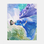 ブルードレスのレディ – 水色絵を描の フリースブランケット (正面)