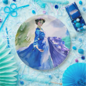 ブルードレスのレディ – 水色絵を描の ペーパープレート (パーティー)