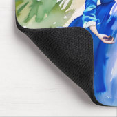 ブルードレスのレディ – 水色絵を描の マウスパッド (コーナー)