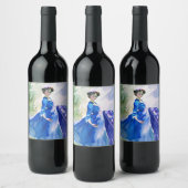 ブルードレスのレディ – 水色絵を描の ワインラベル (ボトル)