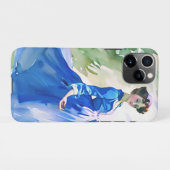 ブルードレスのレディ – 水色絵を描の iPhoneケース (裏面横)