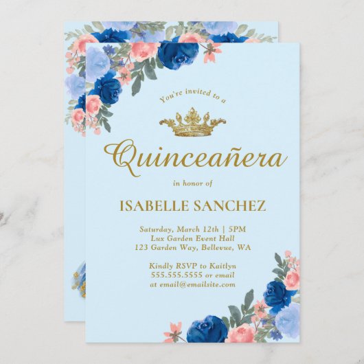 ブルードレスアンドフローラキンセアニェラ 招待状 (正面/裏面)