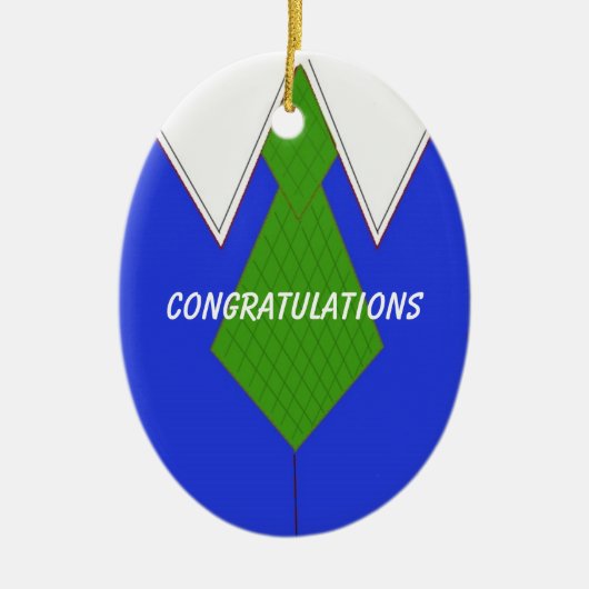 ブルードレスシャツとネクタイのお祝い セラミックオーナメント (正面)