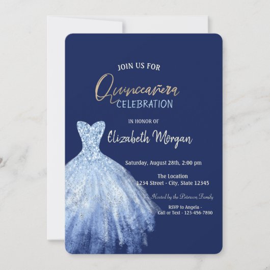 ブルードレススターズ銀河系ネイビーブルーキンセアニラ 招待状 (正面)