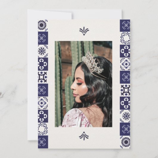 ブルードレスタイル芸術的キンセニェラ招待状 招待状 (裏面)