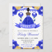 ブルードレスダークスキンプリンセススウィート16 招待状 (正面)