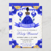 ブルードレスダークスキンプリンセススウィート16 招待状 (正面/裏面)