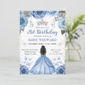 ブルードレスダークスキンプリンセス誕生日 招待状 (スタンド正面)