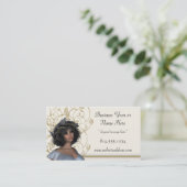 ブルードレスビジネス飾カードの素敵な女性 名刺 (スタンド正面)