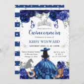 ブルードレスブラックヘアサロンプリンセスキンセアニェラ 招待状 (正面/裏面)