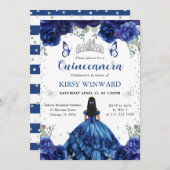 ブルードレスブラックヘアプリンセスキンセアニェラ 招待状 (正面/裏面)