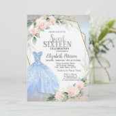 ブルードレス、ピンクローゼフレームシルバースウィート16 招待状 (スタンド正面)