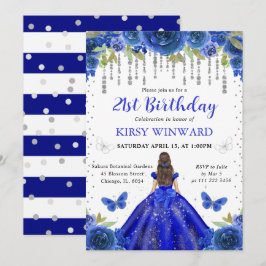 ブルードレ王室のスブルネットヘアプリンセス誕生日 招待状