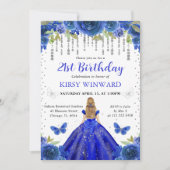 ブルードレ王室のスブロンドヘアプリンセス誕生日 招待状 (正面)