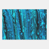 ブルードロップアクリルフローティング抽象芸術フルードアート ラッピングペーパーシート (正面3)