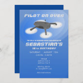 ブルードローンレースRC航空機誕生日 招待状 (正面/裏面)