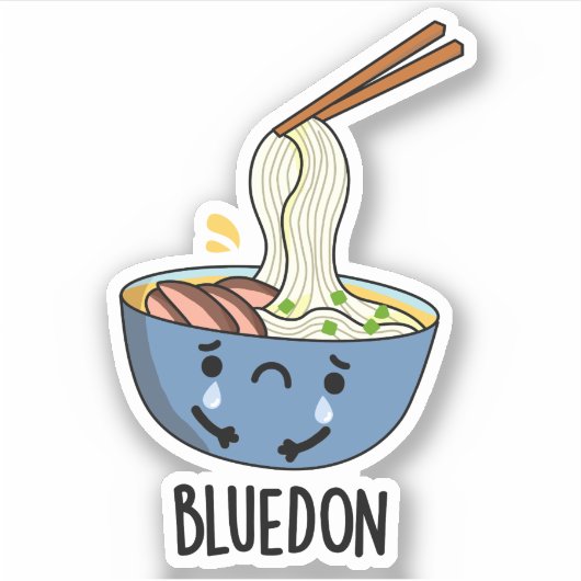 ブルードン面白いうどんダジャレ シール (正面)