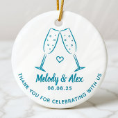 ブルードードルグラスサンキュー結婚式の引き出物 セラミックオーナメント