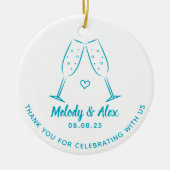 ブルードードルグラスサンキュー結婚式の引き出物 セラミックオーナメント (正面)