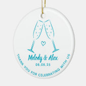 ブルードードルグラスサンキュー結婚式の引き出物 セラミックオーナメント (左)