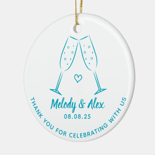 ブルードードルグラスサンキュー結婚式の引き出物 セラミックオーナメント (左)