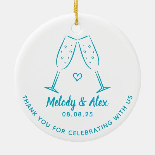 ブルードードルグラスサンキュー結婚式の引き出物 セラミックオーナメント (裏面)