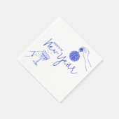 ブルードードル新年のパーティー スタンダードカクテルナプキン (角)