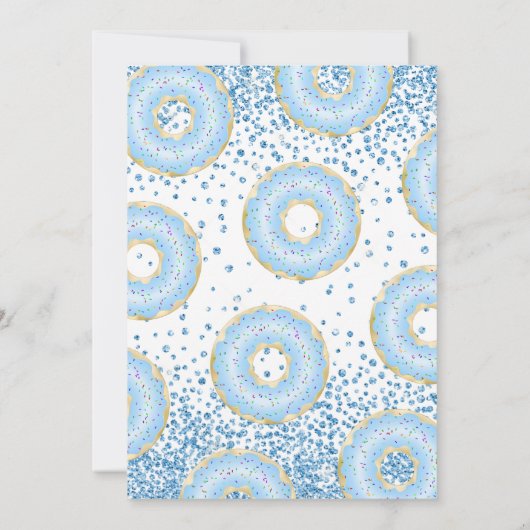 ブルードーナツオ男の赤ちゃんベビーシャワー 招待状 (裏面)