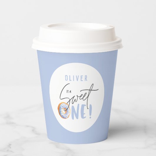 ブルードーナツスイートワン1st誕生日パーティーデコル 紙コップ (正面)