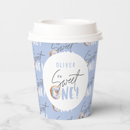 ブルードーナツスウィートワンバースデーのパーティー衣装 紙コップ (裏面)