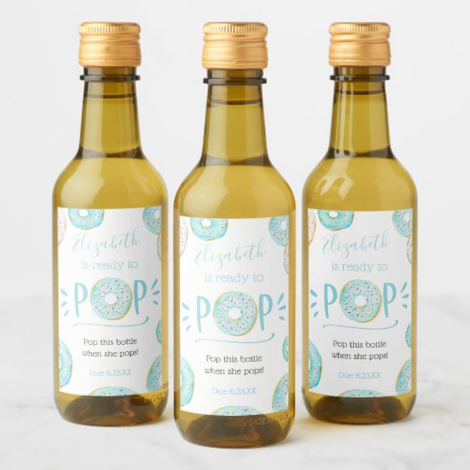 ブルードーナツベビーポップ・アートのそれが彼女のポップワインラベル ワインラベル (ボトル)