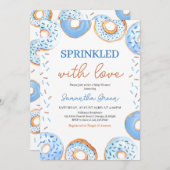 ブルードーナツベビー散水ベビーシャワー 招待状 (正面/裏面)