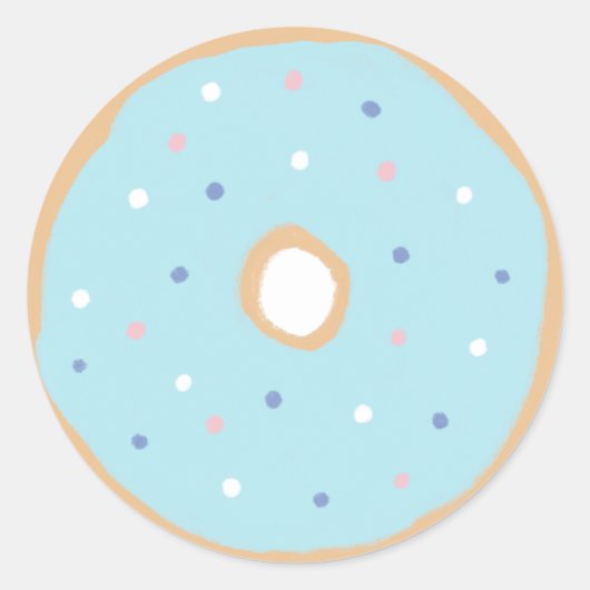 ブルードーナツ誕生日パーティーラウンドスクラシックカー ラウンドシール (正面)