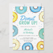 ブルードーナツ1stバースデーボーイドーナツ成長 招待状 (正面)