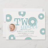 ブルードーナツ ツー スウィート ボーイ フォト 2歳の誕生日 招待状 (正面)