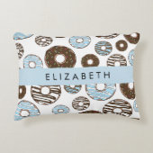 ブルードーナツ,ブラウンドーナツ,ふりかけ,あなたの名前 アクセントクッション (正面)