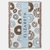 ブルードーナツ，ブラウンドーナツ，ふりかけ，あなたの名前 スローブランケット (正面縦)