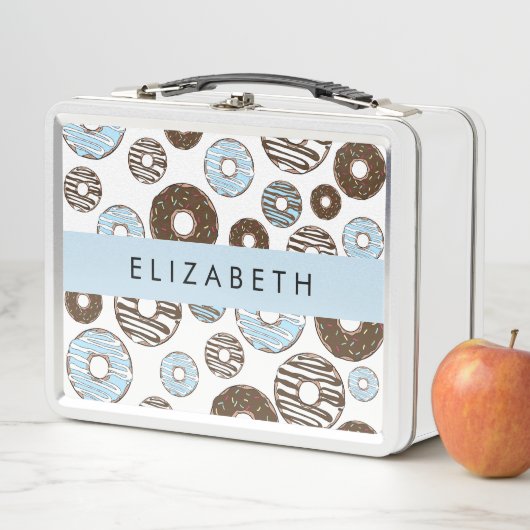 ブルードーナツ,ブラウンドーナツ,ふりかけ,あなたの名前 メタルランチボックス (インサイチュ)