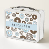 ブルードーナツ,ブラウンドーナツ,ふりかけ,あなたの名前 メタルランチボックス (正面)