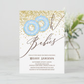 ブルードーナツOhベビーツインボーイズ赤ちゃんシャワー 招待状 (スタンド正面)