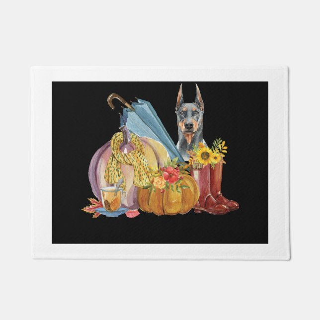 ブルードーバーマン秋ドアマット ドアマット (正面)