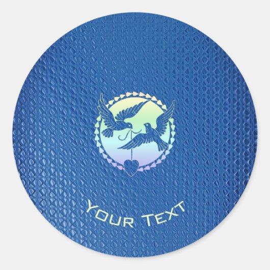 ブルードーブ装飾クラシックラウンドステッカー ラウンドシール (正面)