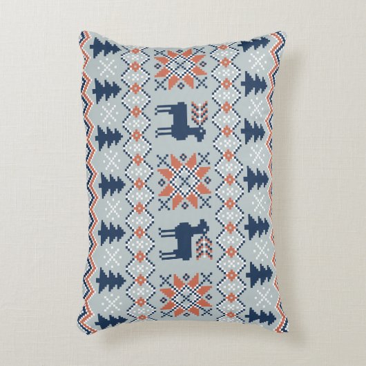 ブルーナイテッドのクリスマスセーターのトナカイ模様 アクセントクッション (正面(垂直))