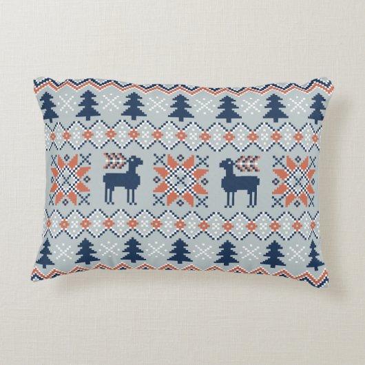 ブルーナイテッドのクリスマスセーターのトナカイ模様 アクセントクッション (裏面)