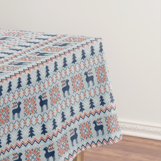 ブルーナイテッドのクリスマスセーターのトナカイ模様 テーブルクロス (インサイチュ)