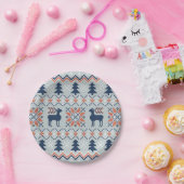 ブルーナイテッドのクリスマスセーターのトナカイ模様 ペーパープレート (パーティー)